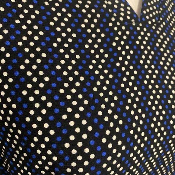 Talbots Women Blue Cream Polka Dot Blouse - Picture 3 of 8